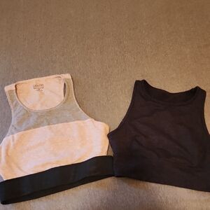2 Athletic Yoga Tops By Calvin Klein and JoyLab Black Crop Top Size Medium